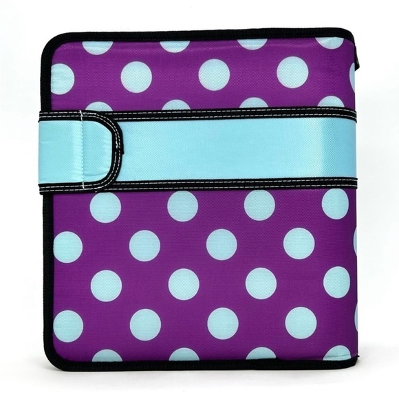 Case-It “The Open Tab” 2” Three Ring Binder Purple with Blue Polka Dots New NWT - Picture 2 of 6
